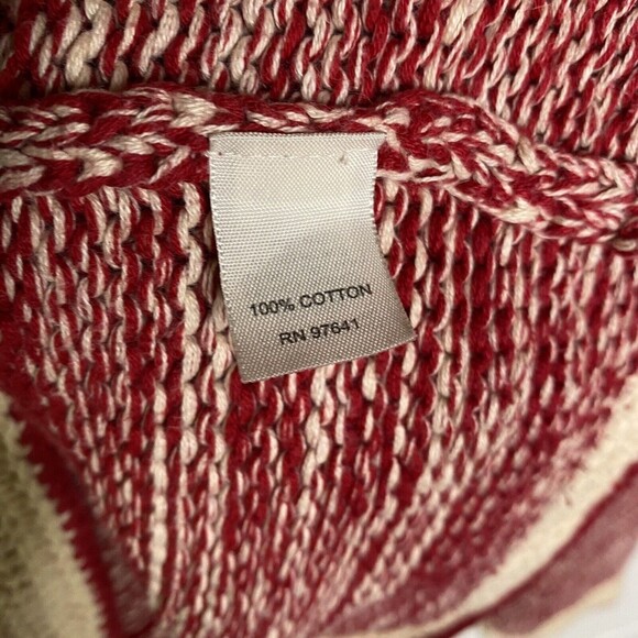J Jill Sweater Women Sz Small Red Beige  Cardigan Chunky Knit Mock Neck Small - Picture 7 of 9